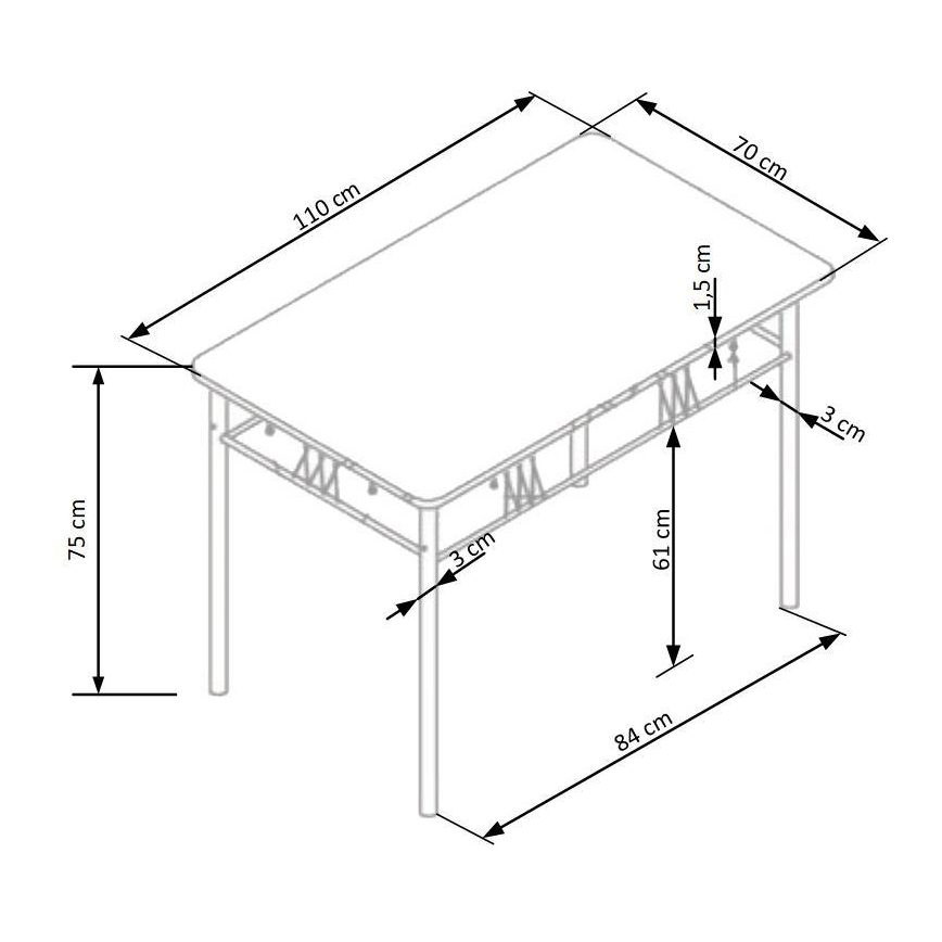 Conjunto de jantar FAUST em metal e carvalho sonoma