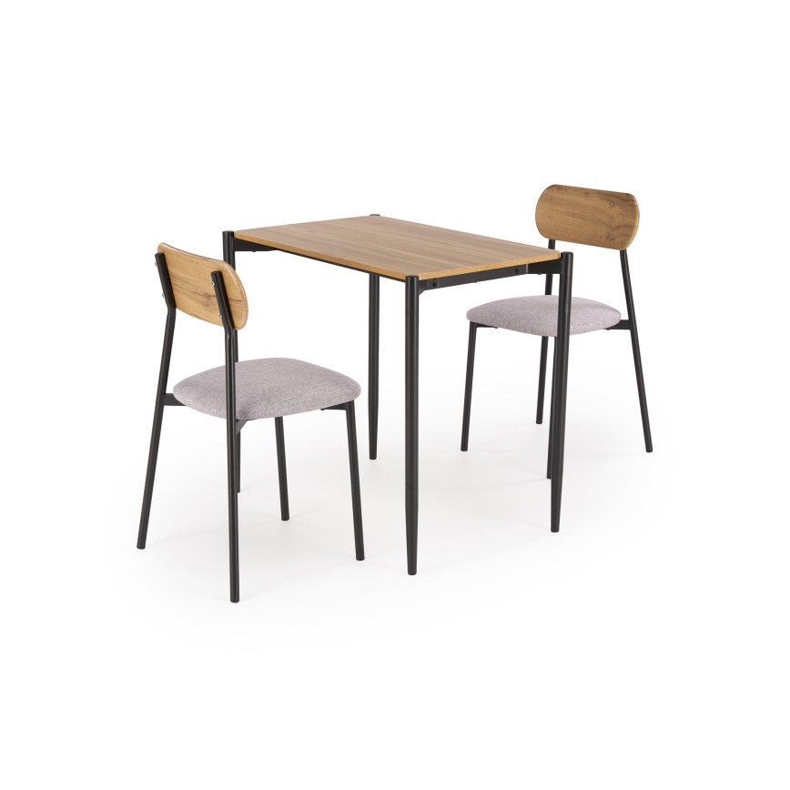 Conjunto de jantar NANDO 84x54 cm cinzento/castanho/preto
