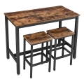 Conjunto de mesa de bar com 2 banquetas BARTIS castanho/preto