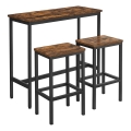 Conjunto de mesa de bar com 2 banquetas BARTIS, castanho/preto