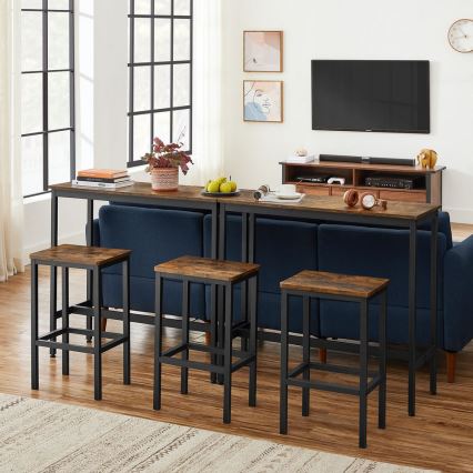 Conjunto de mesa de bar com 2 banquetas BARTIS, castanho/preto
