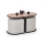 Conjunto de mesa de centro NILDO 90x45 cm + 2x pufe castanho/cinzento