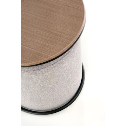 Conjunto de mesa de centro NILDO 90x45 cm + 2x pufe castanho/cinzento