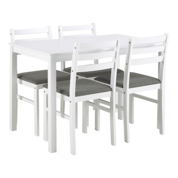 Conjunto de mesa de jantar com 4 cadeiras EMILY, branco