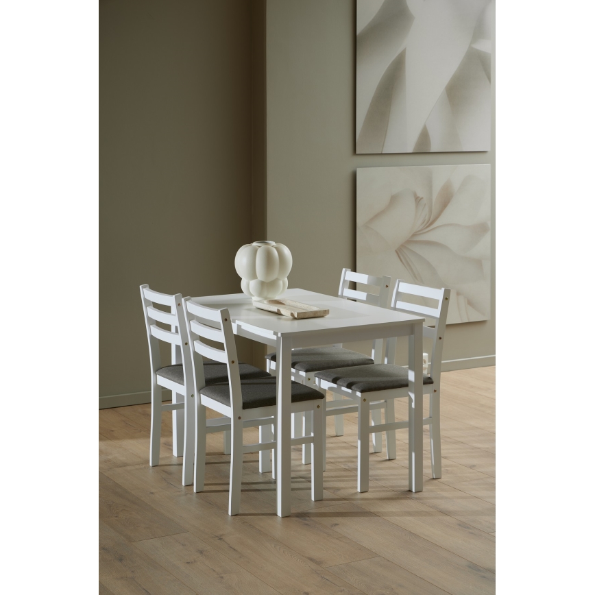 Conjunto de mesa de jantar com 4 cadeiras EMILY, branco