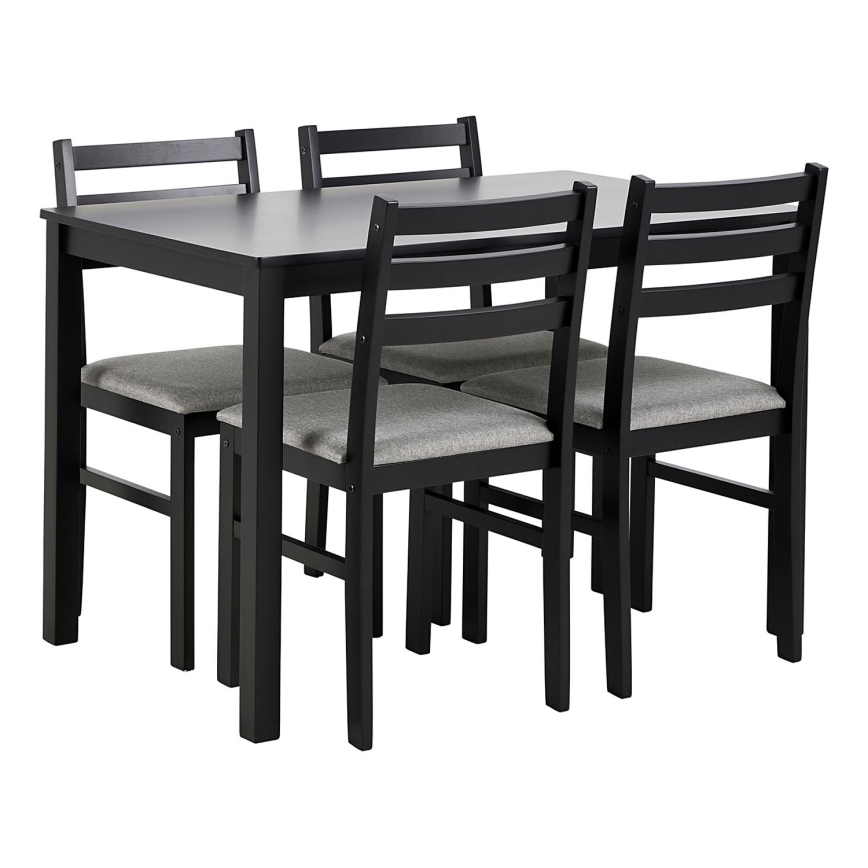Conjunto de mesa de jantar e 4 cadeiras EMILY preto