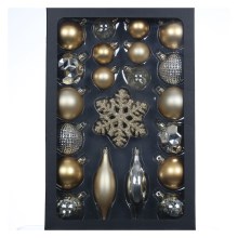 Conjunto de ornamentos de Natal 25 pcs dourado/prateado