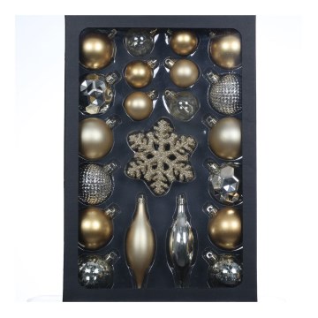 Conjunto de ornamentos de Natal 25 pcs dourado/prateado