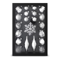 Conjunto de ornamentos de Natal 25 pcs prateados