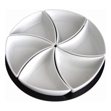 Conjunto de tigelas com bandeja TORO, 6 peças, cerâmica/madeira