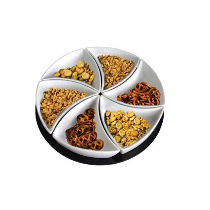 Conjunto de tigelas com bandeja TORO, 6 peças, cerâmica/madeira