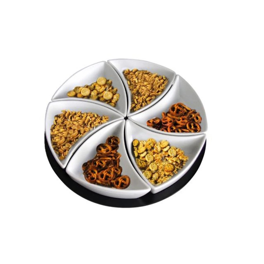 Conjunto de tigelas com bandeja TORO, 6 peças, cerâmica/madeira