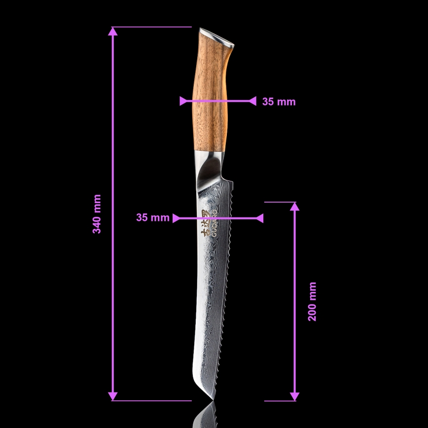 Gudaro - Conjunto de 5 facas de cozinha em aço damasco TAKUMI + suporte para facas e tesoura para aves