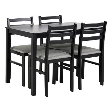 Conjunto: mesa de jantar + 4x cadeiras EMILY, preto