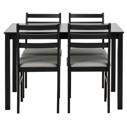 Conjunto: mesa de jantar + 4x cadeiras EMILY, preto