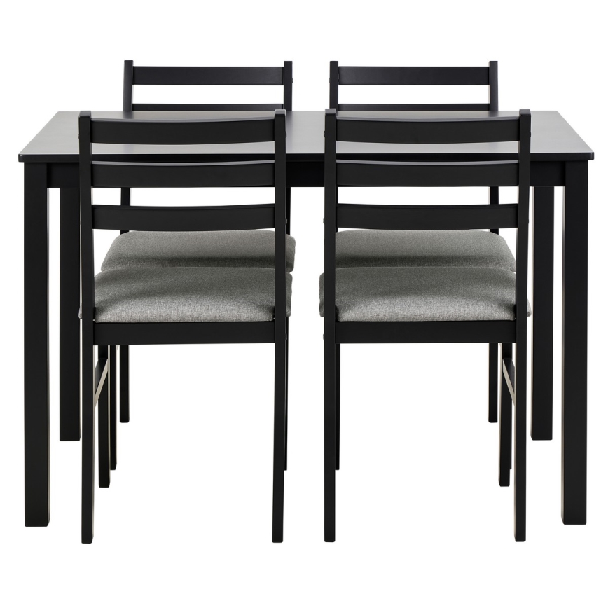 Conjunto: mesa de jantar + 4x cadeiras EMILY, preto