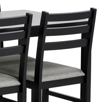 Conjunto: mesa de jantar + 4x cadeiras EMILY, preto