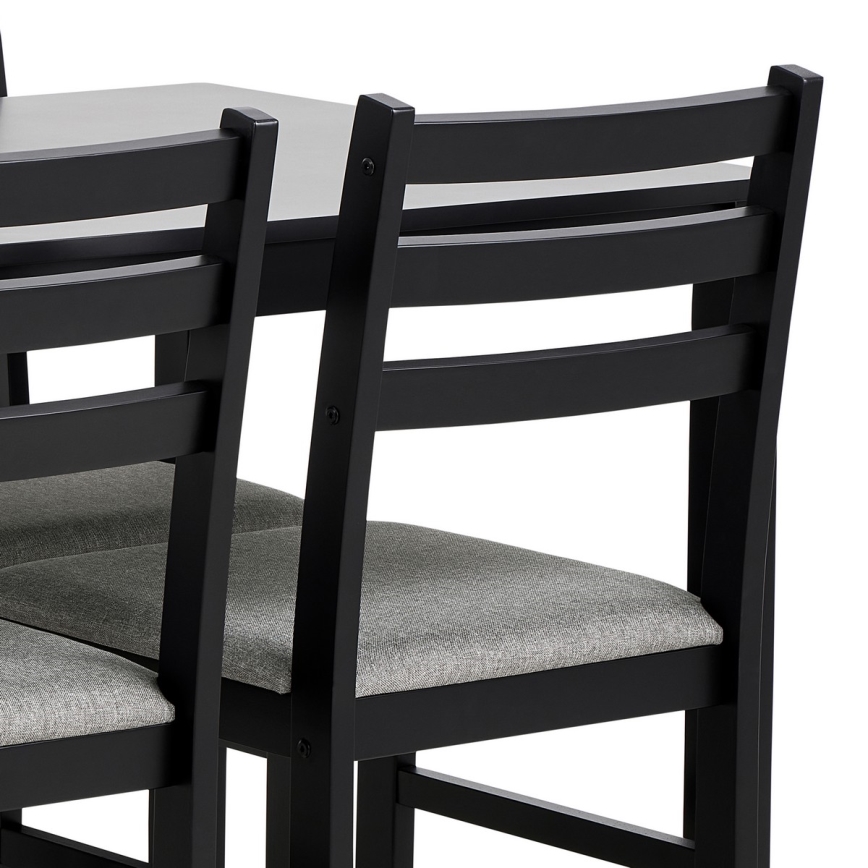 Conjunto: mesa de jantar + 4x cadeiras EMILY, preto