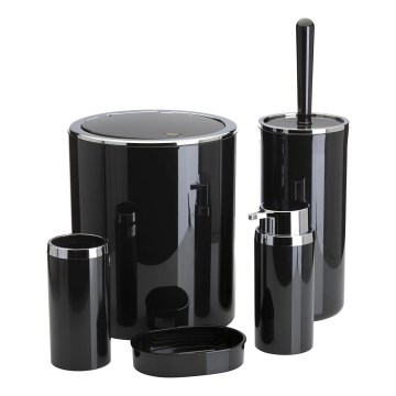 Conjunto para casa de banho CARMEN 5 unid. preto/cromado brilhante