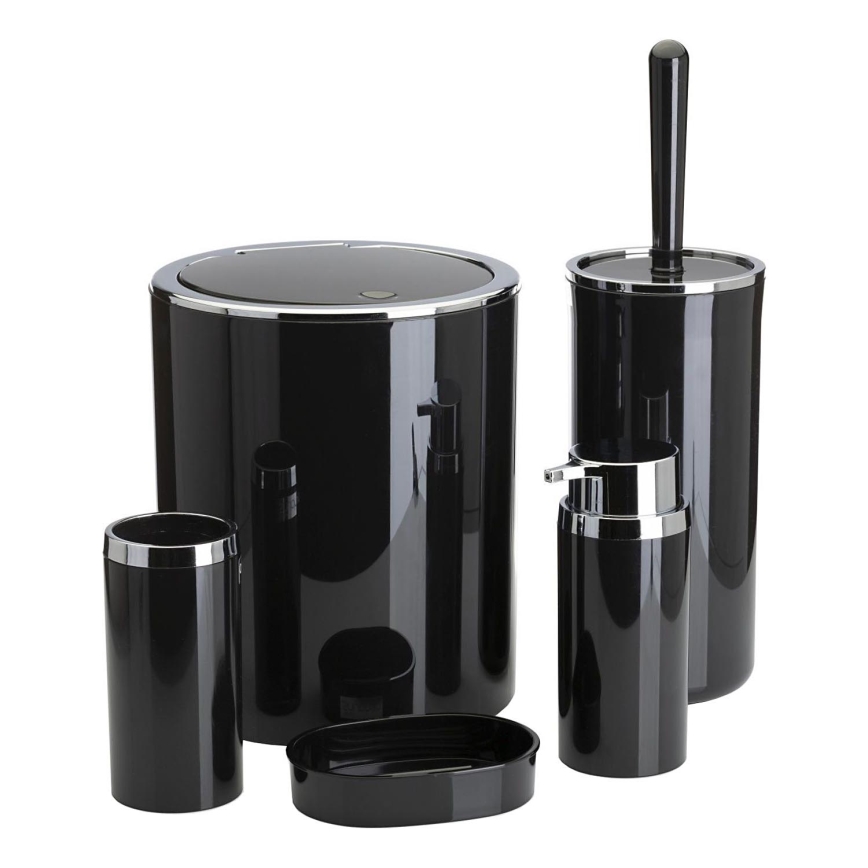 Conjunto para casa de banho CARMEN 5 unid. preto/cromado brilhante