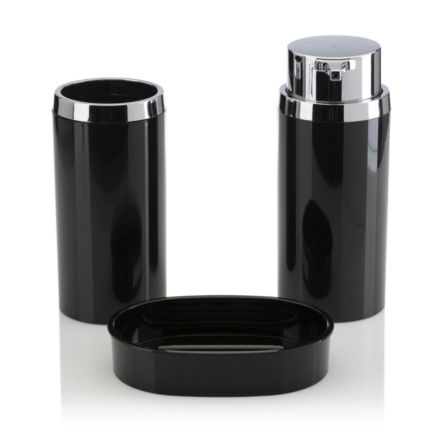 Conjunto para casa de banho CARMEN 5 unid. preto/cromado brilhante