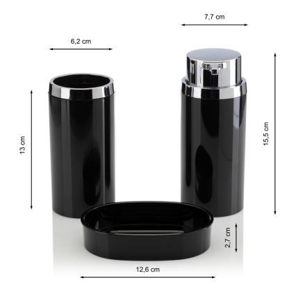 Conjunto para casa de banho CARMEN 5 unid. preto/cromado brilhante