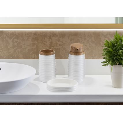 Conjunto para casa de banho CAROL 5 unid. branco/castanho