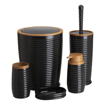 Conjunto para casa de banho CAROL 5 unid. preto/castanho