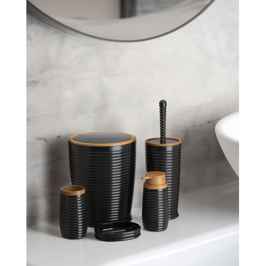 Conjunto para casa de banho CAROL 5 unid. preto/castanho