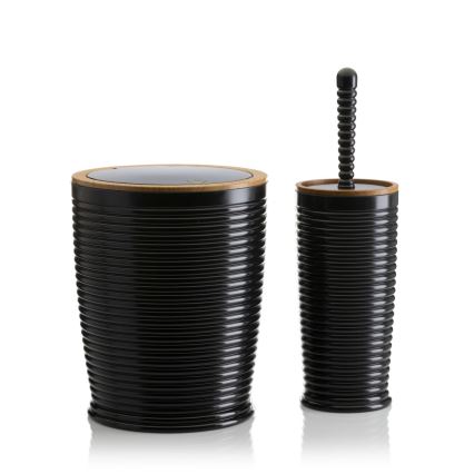 Conjunto para casa de banho CAROL 5 unid. preto/castanho
