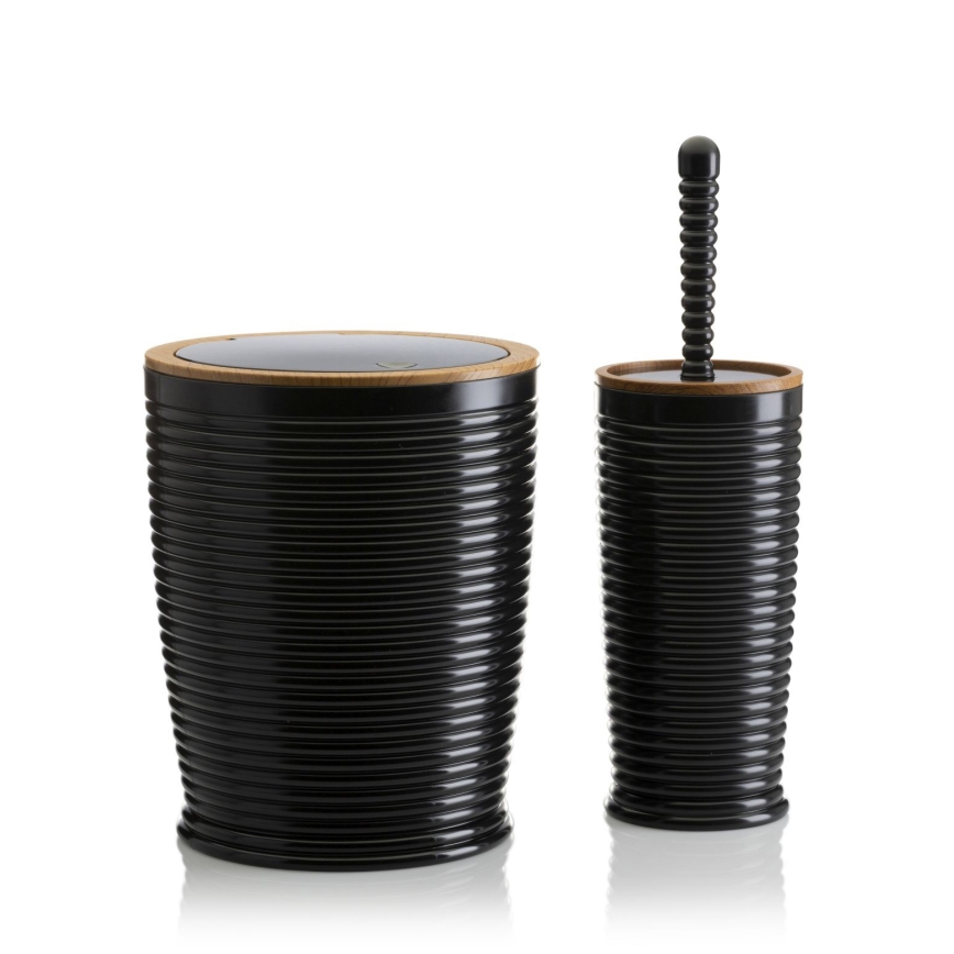 Conjunto para casa de banho CAROL 5 unid. preto/castanho
