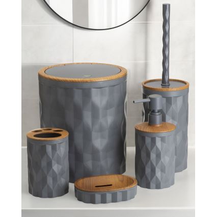 Conjunto para casa de banho REINA 5 unid. antracite/castanho