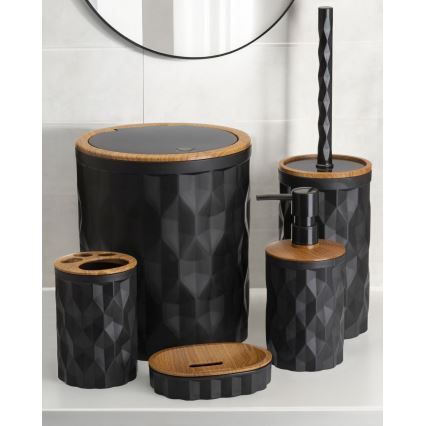 Conjunto para casa de banho REINA 5 unid. preto/castanho