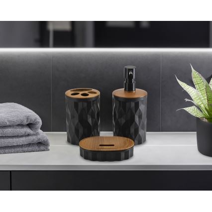 Conjunto para casa de banho REINA 5 unid. preto/castanho