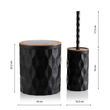 Conjunto para casa de banho REINA 5 unid. preto/castanho