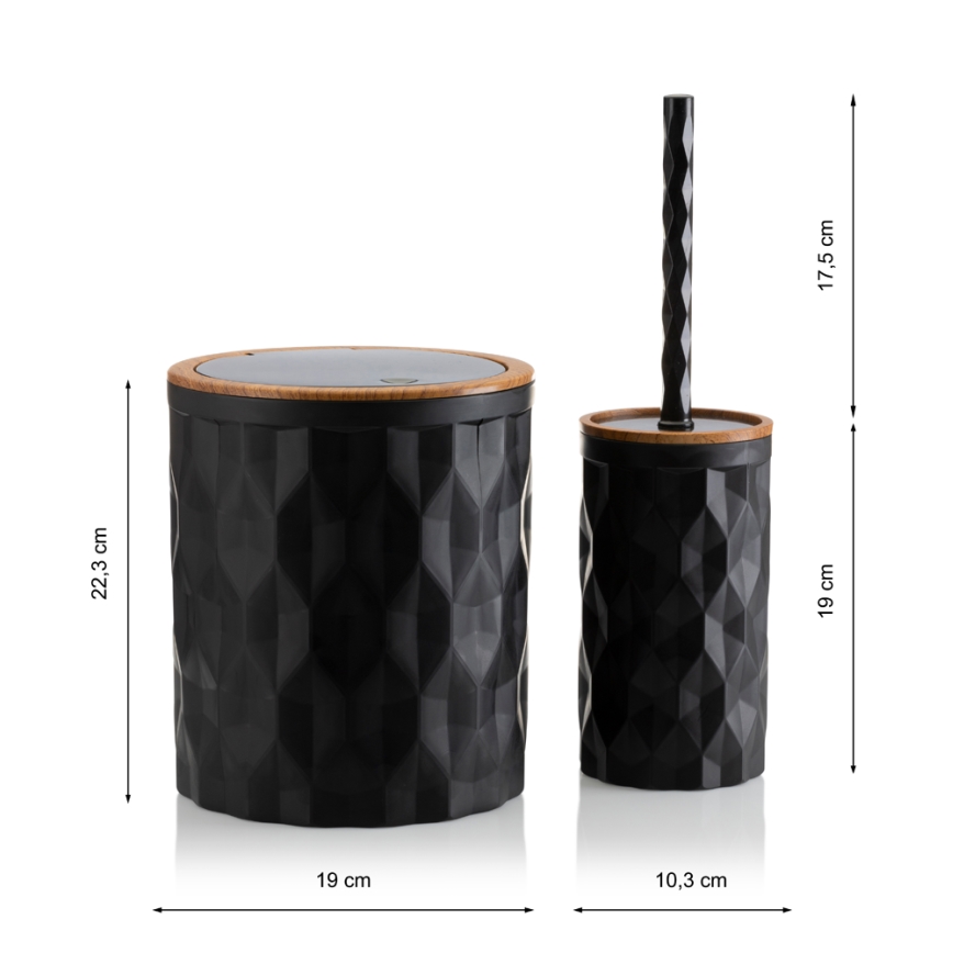 Conjunto para casa de banho REINA 5 unid. preto/castanho