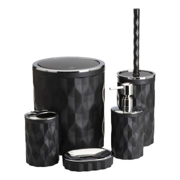 Conjunto para casa de banho REINA 5 unid. preto/cromado brilhante