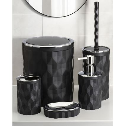Conjunto para casa de banho REINA 5 unid. preto/cromado brilhante