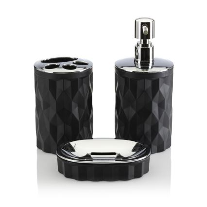 Conjunto para casa de banho REINA 5 unid. preto/cromado brilhante