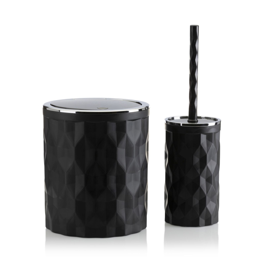 Conjunto para casa de banho REINA 5 unid. preto/cromado brilhante