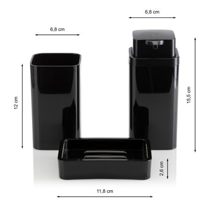 Conjunto para casa de banho SIERRA 5 unid. preto