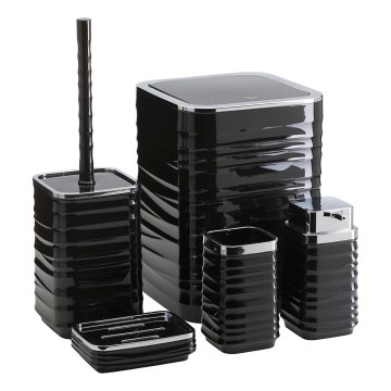 Conjunto para casa de banho WAVE 5 unid. preto/cromado brilhante