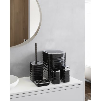 Conjunto para casa de banho WAVE 5 unid. preto/cromado brilhante