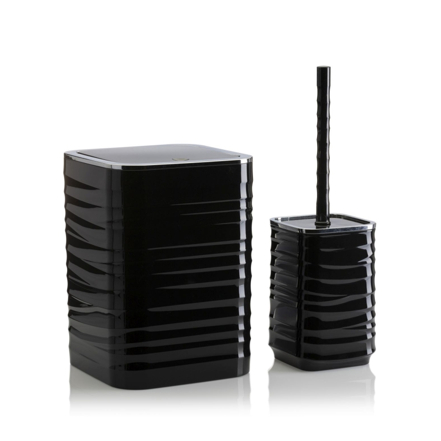 Conjunto para casa de banho WAVE 5 unid. preto/cromado brilhante