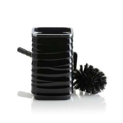 Conjunto para casa de banho WAVE 5 unid. preto/cromado brilhante