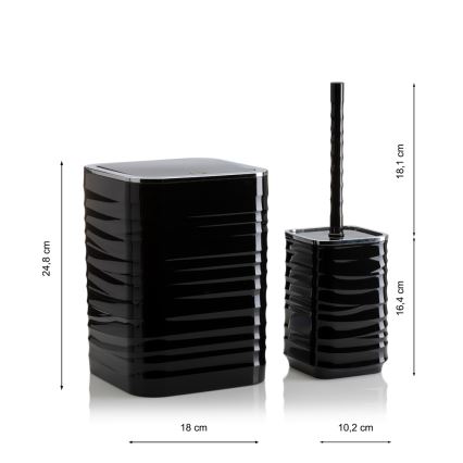 Conjunto para casa de banho WAVE 5 unid. preto/cromado brilhante