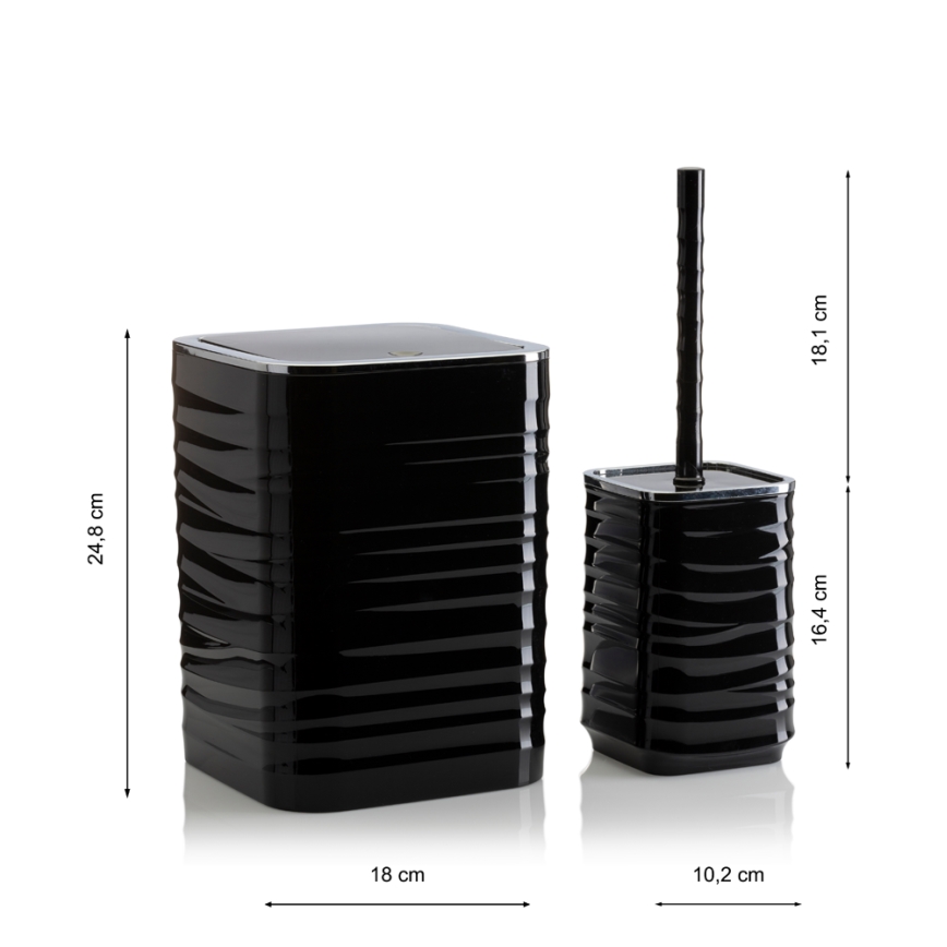 Conjunto para casa de banho WAVE 5 unid. preto/cromado brilhante