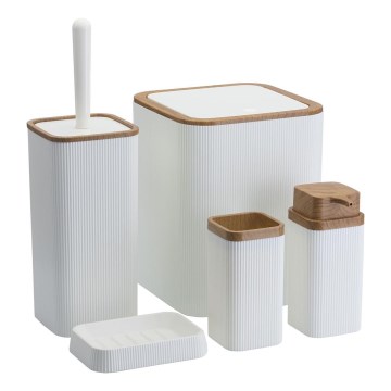 Conjunto para casa de banho ZOYA 5 unid. branco/castanho