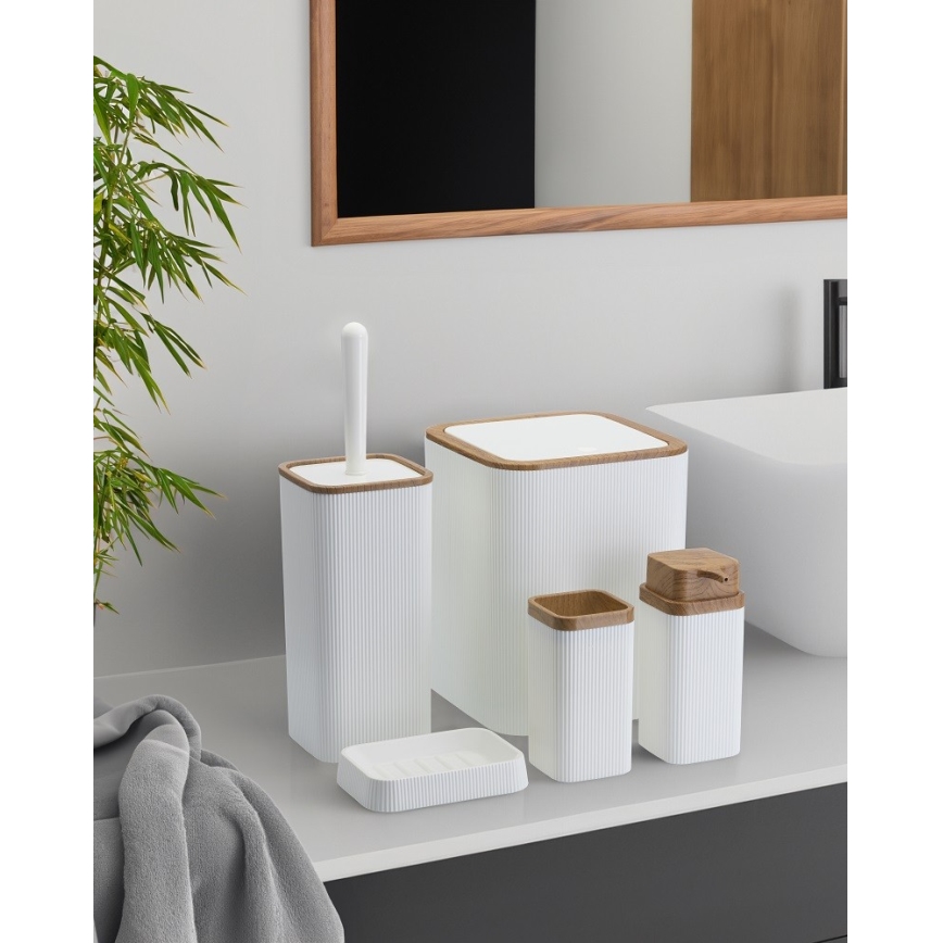 Conjunto para casa de banho ZOYA 5 unid. branco/castanho