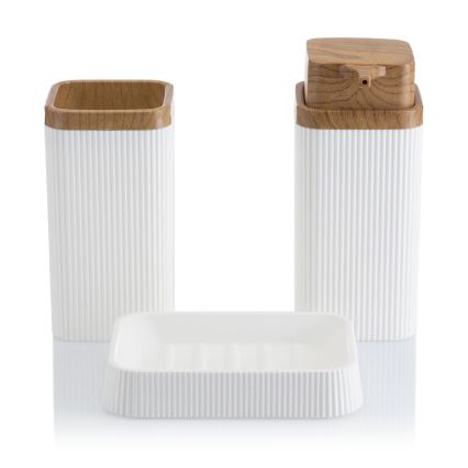 Conjunto para casa de banho ZOYA 5 unid. branco/castanho